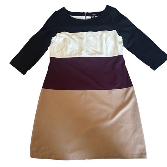 White House Black Market Colorblock Ponte Shift Dress Size 14 NWT - Picture 3 of 9